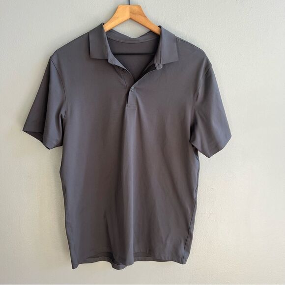 Lululemon Tech Pique Charcoal Gray Polo Shirt Size Medium - Picture 2 of 9